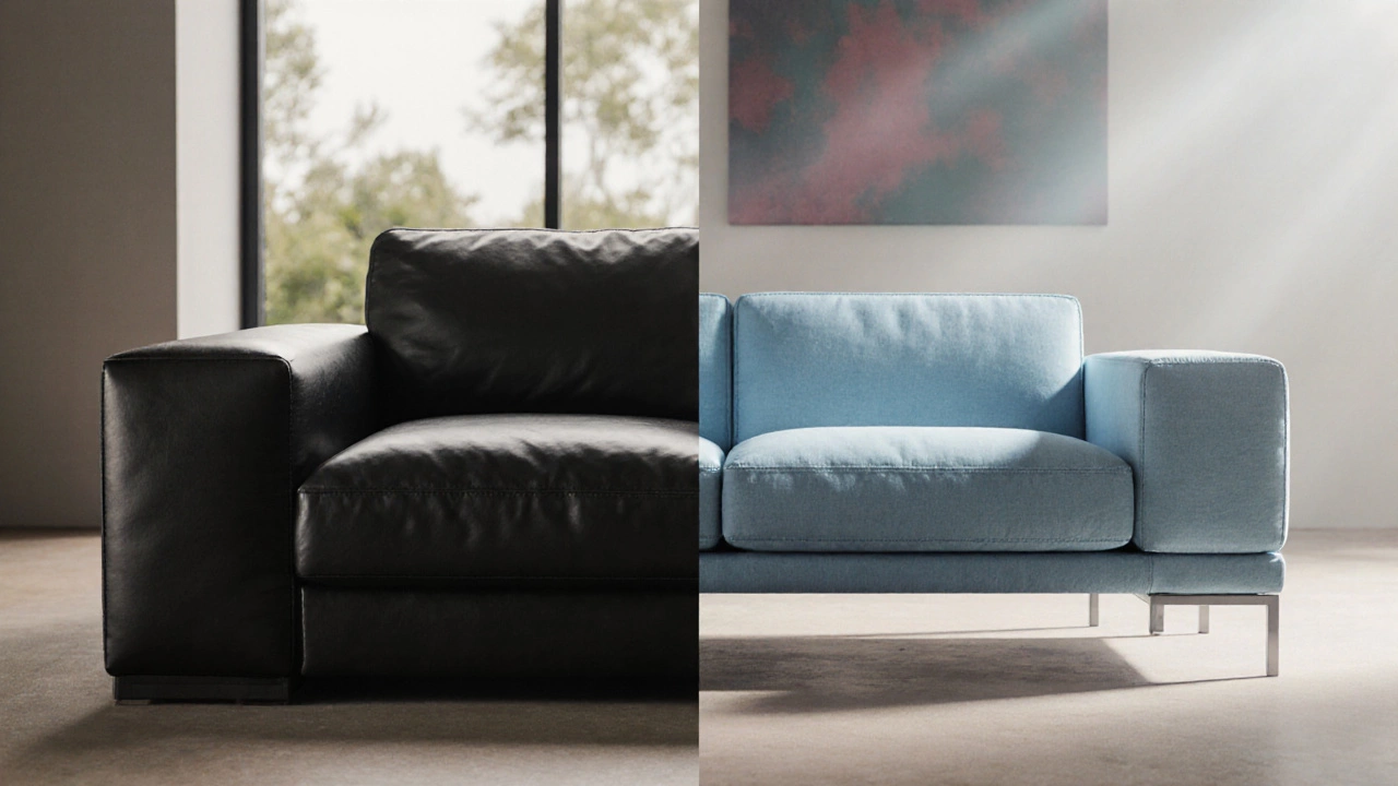 Side-by-side comparison of outdated vs. modern corner sofa designs in a living room setting.