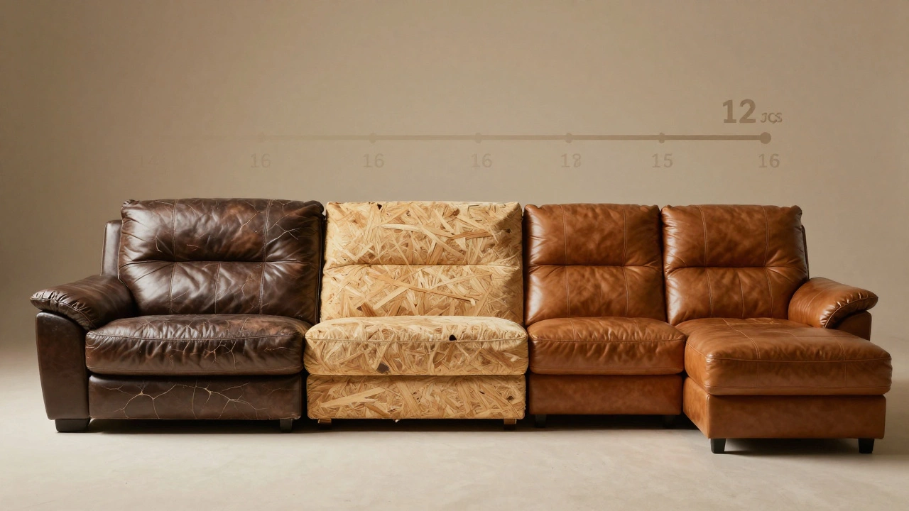 Comparison of three sofas: damaged vs. long-lasting, highlighting materials that endure over time.