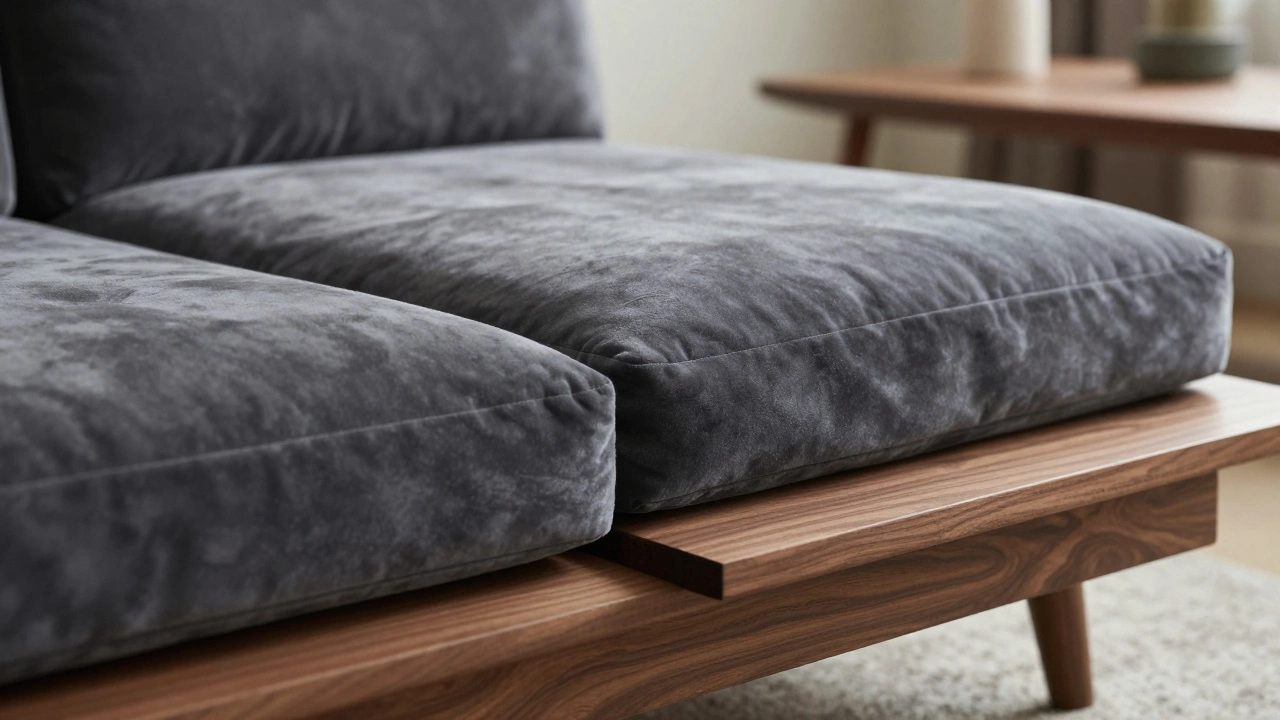 Close-up of sofa seat aligned with coffee table height