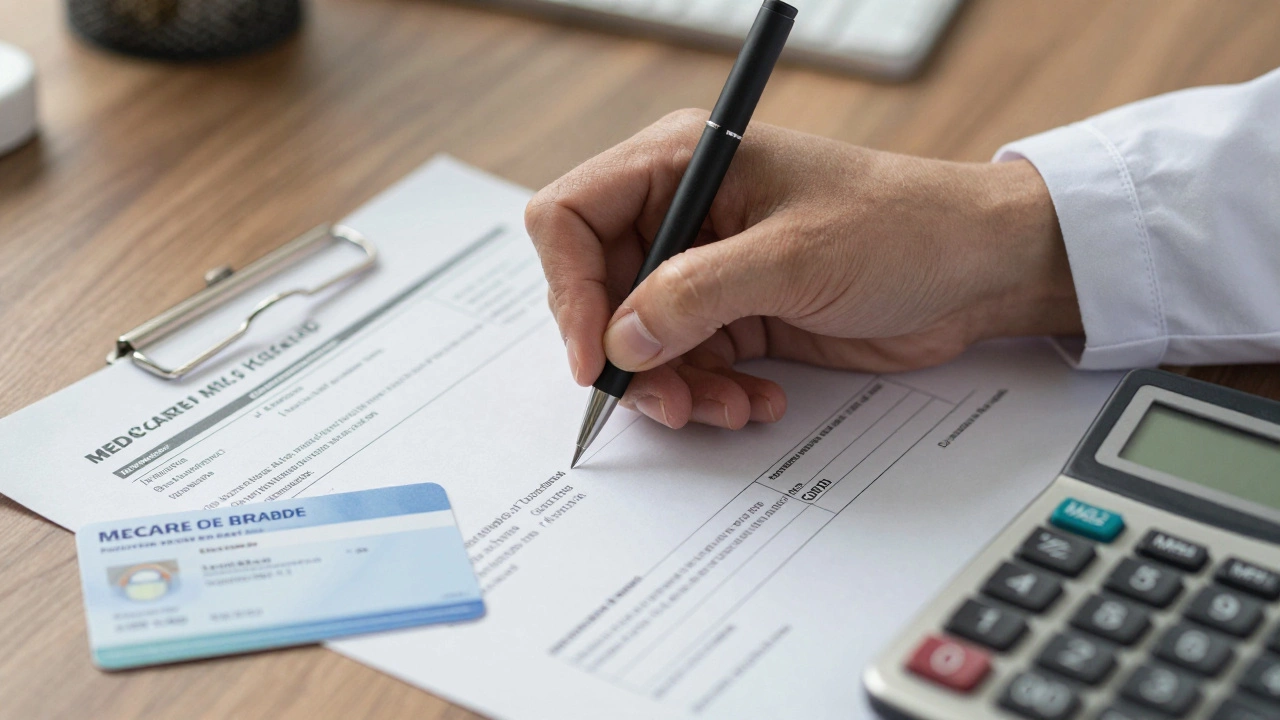 Doctor's prescription letter and Medicare card on desk