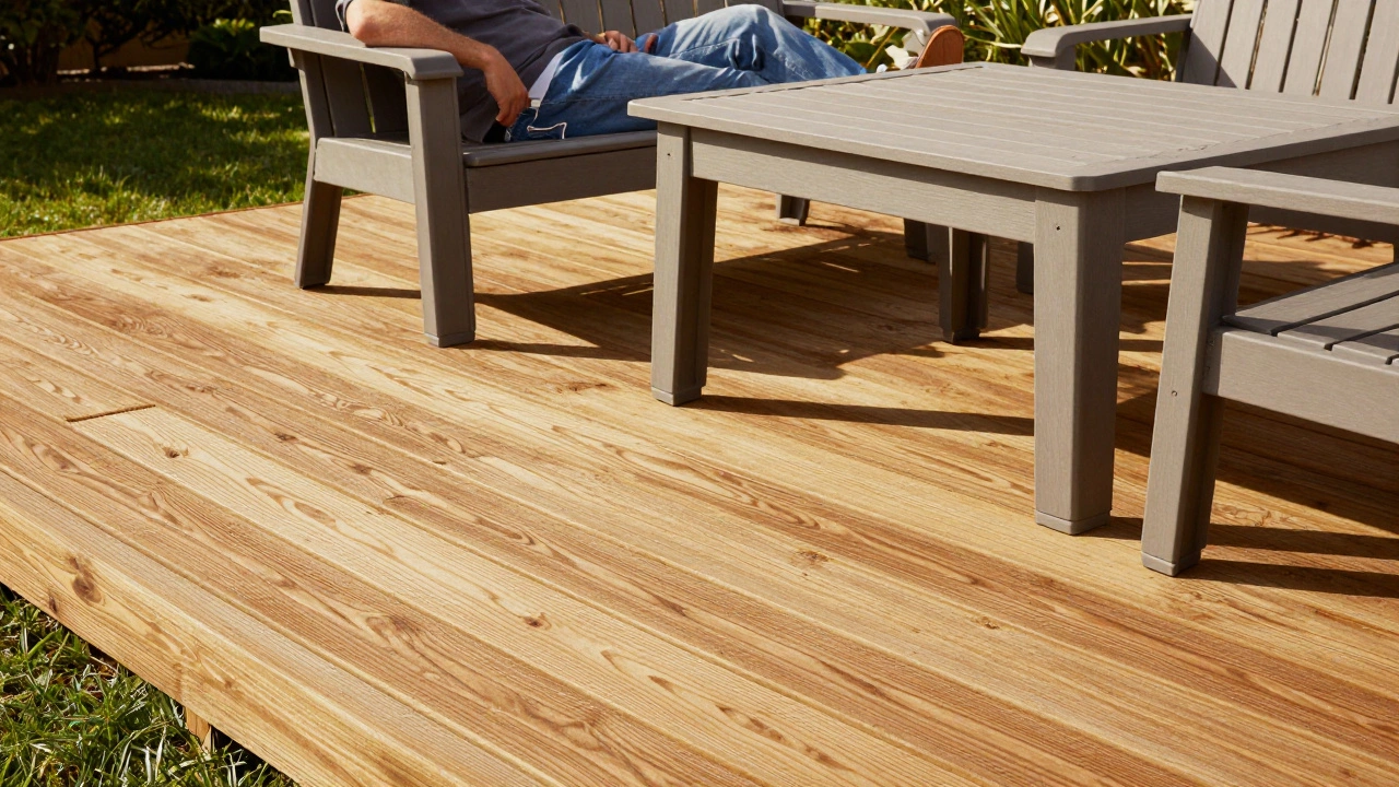 Modern backyard with Trex textured decking and sleek POLYWOOD garden furniture