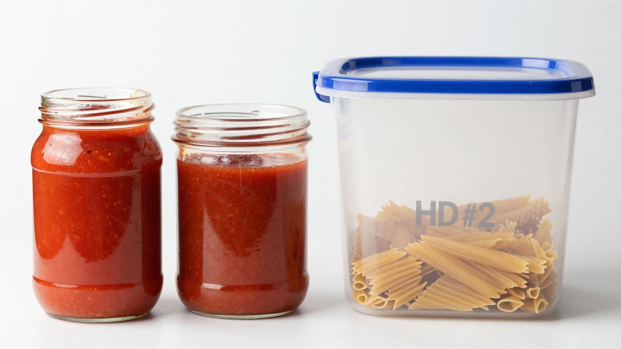 Glass jar vs scratched plastic container for food storage